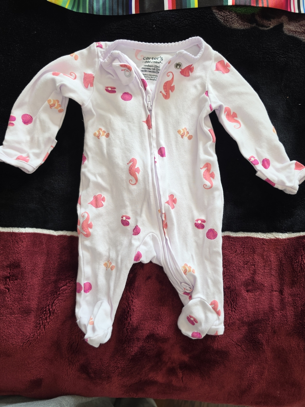 Carter's Lilac Footed One-Piece with Pink Seahorse & Shell Print